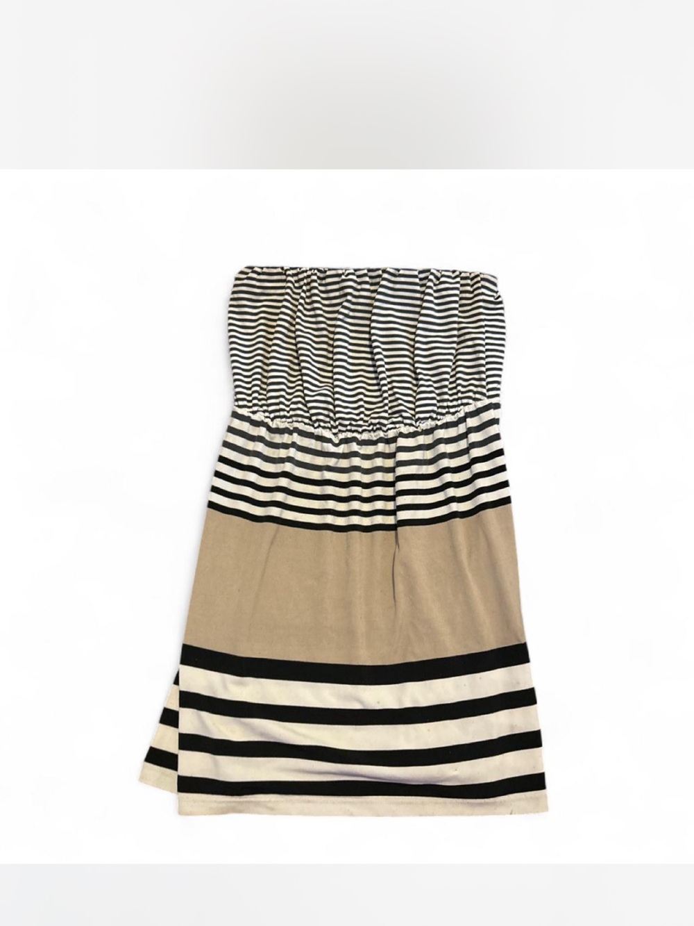 Outback Red Striped Strapless Dress in Black, White & Cream